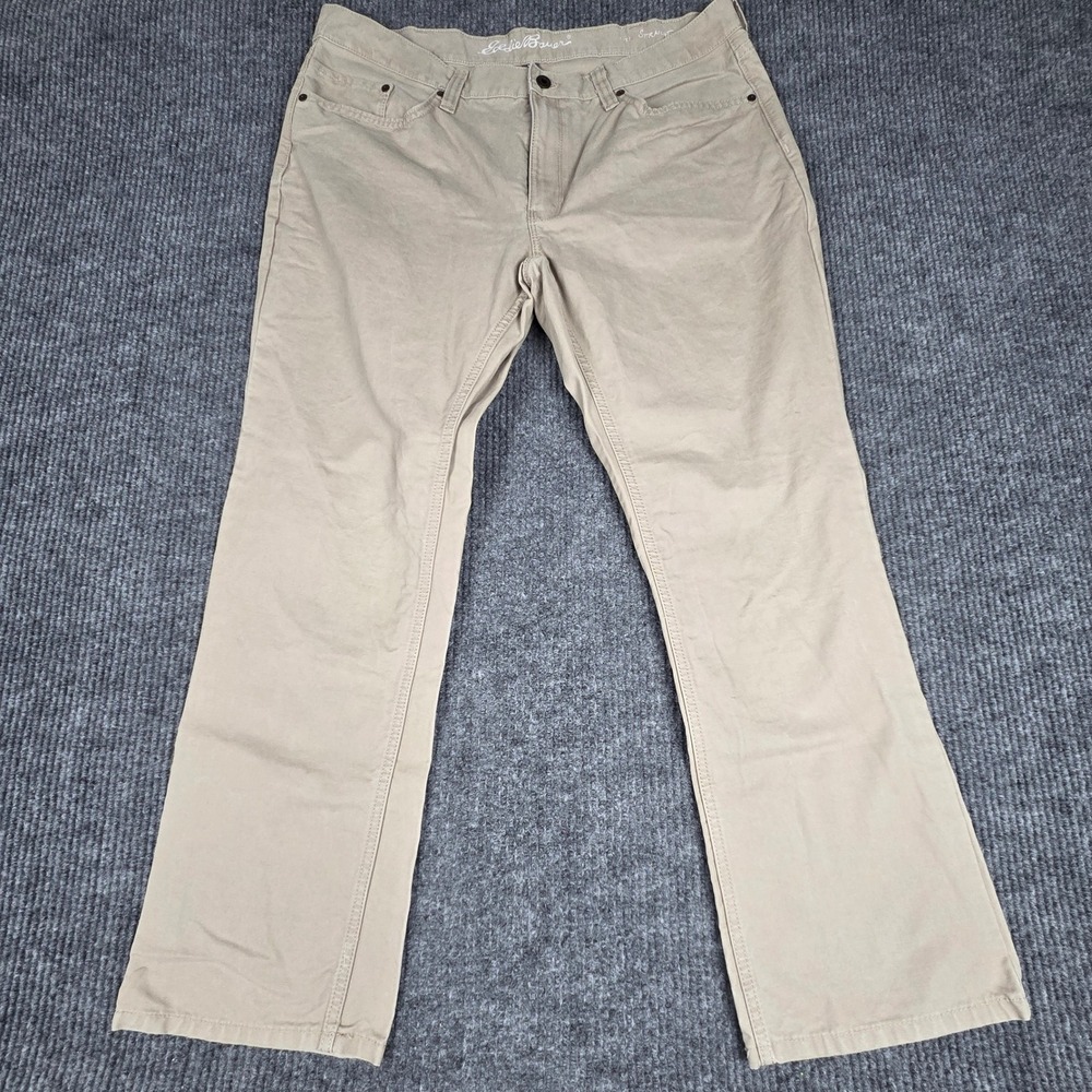 Eddie Bauer Mens Straight Fit Tan Khaki Pants Size 40x30 Casual Chinos